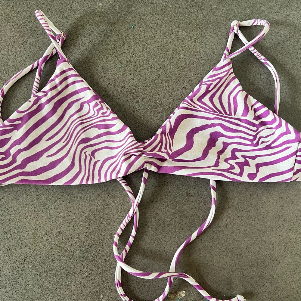 Skatie Swim Betsy Top Small Purple Animal Print